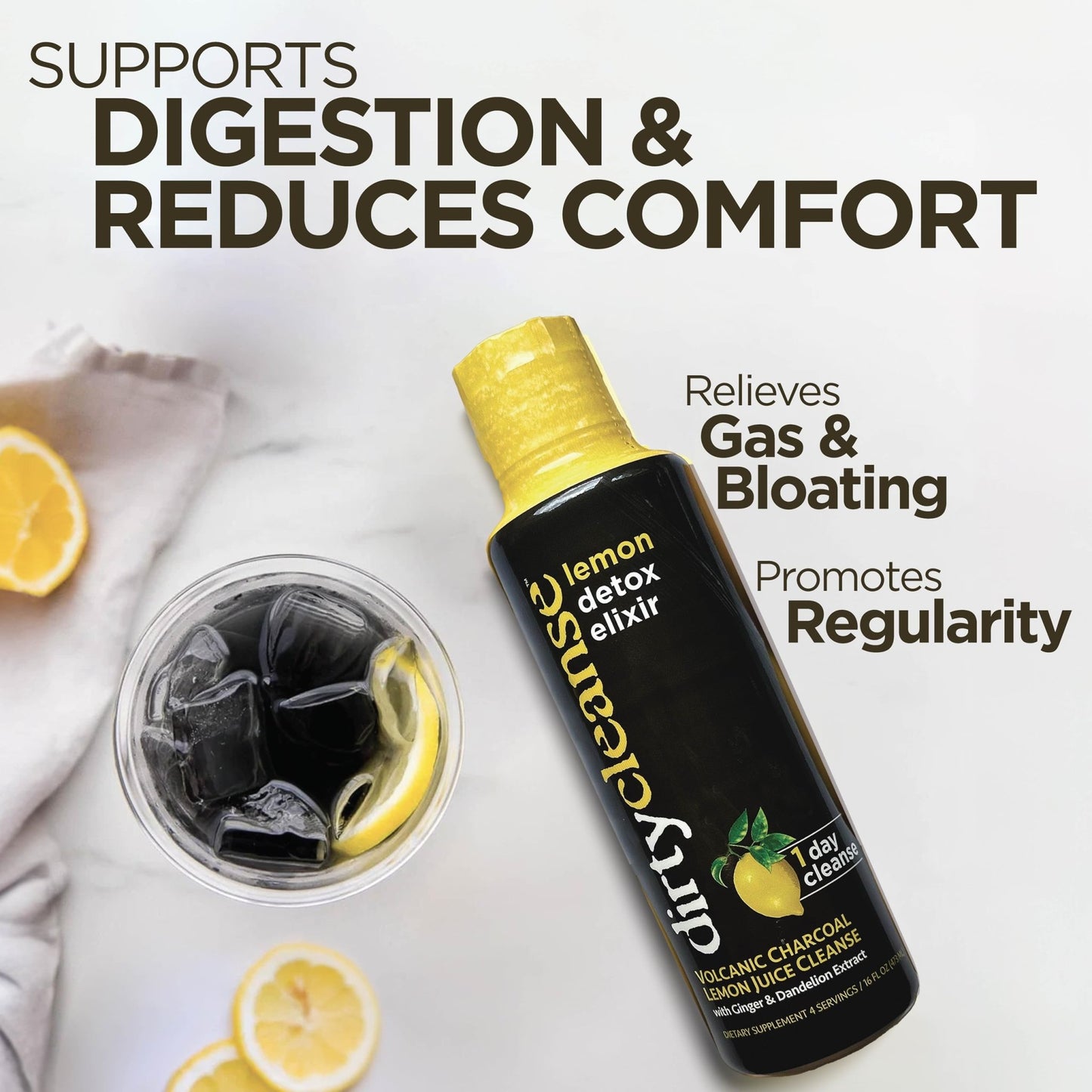Dirty Cleanse Lemon Detox with Volcanic Charcoal with Ginger and Dandelion Extract, 4 servings - dailyvitalstore