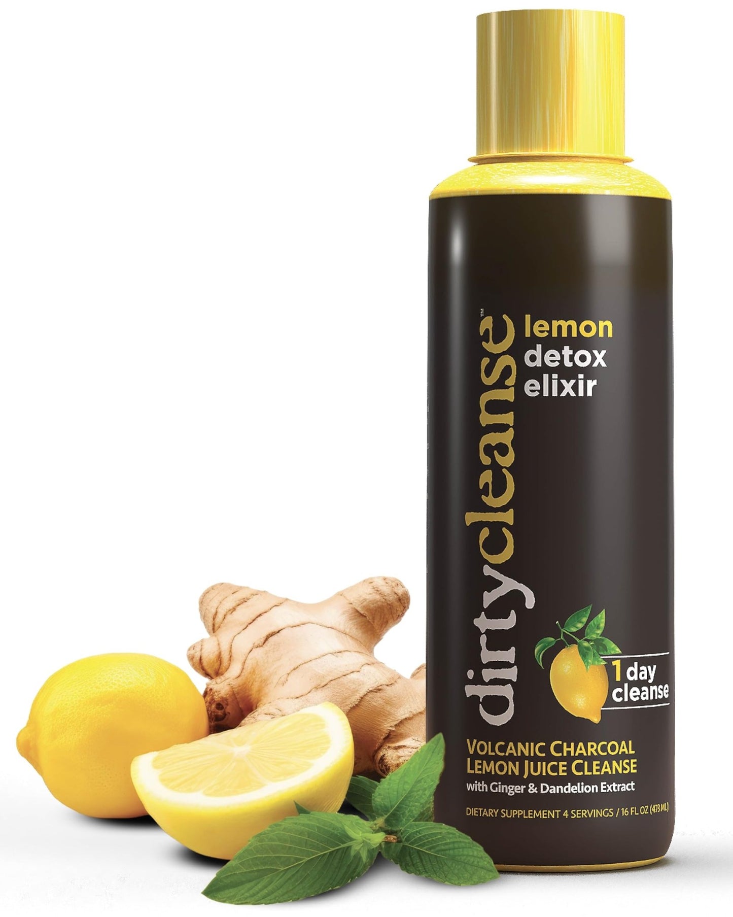 Dirty Cleanse Lemon Detox with Volcanic Charcoal with Ginger and Dandelion Extract, 4 servings - dailyvitalstore