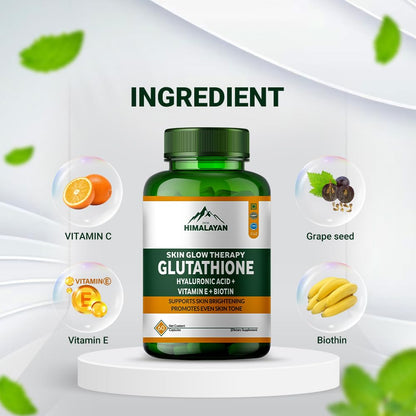 Divyhimalayan L-Glutathione 1000mg - 98% Pure Reduced Form with Vitamin C & ALA for Radiant Skin, Antioxidant & Immune Support - 60 Capsules - dailyvitalstore