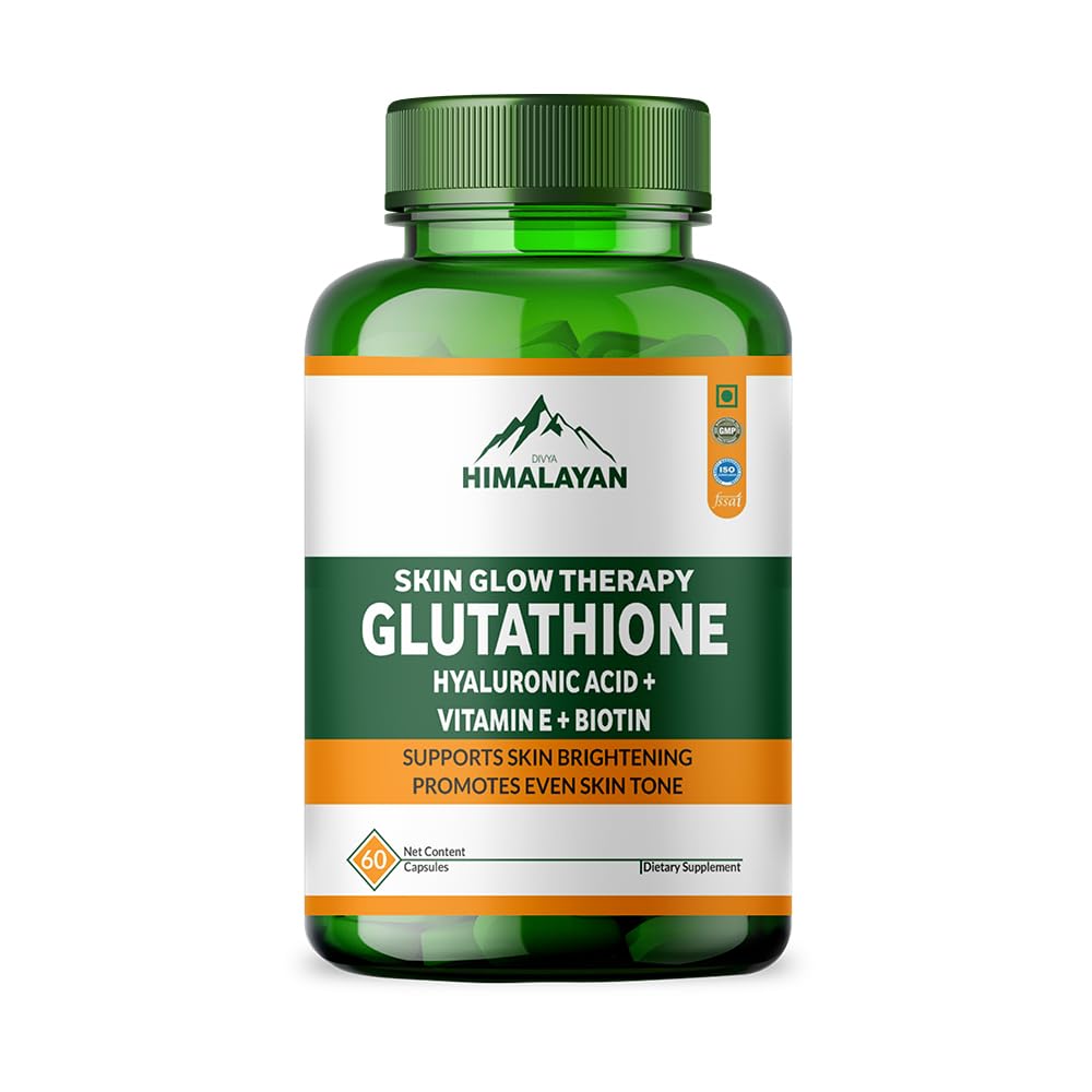 Divyhimalayan L-Glutathione 1000mg - 98% Pure Reduced Form with Vitamin C & ALA for Radiant Skin, Antioxidant & Immune Support - 60 Capsules - dailyvitalstore