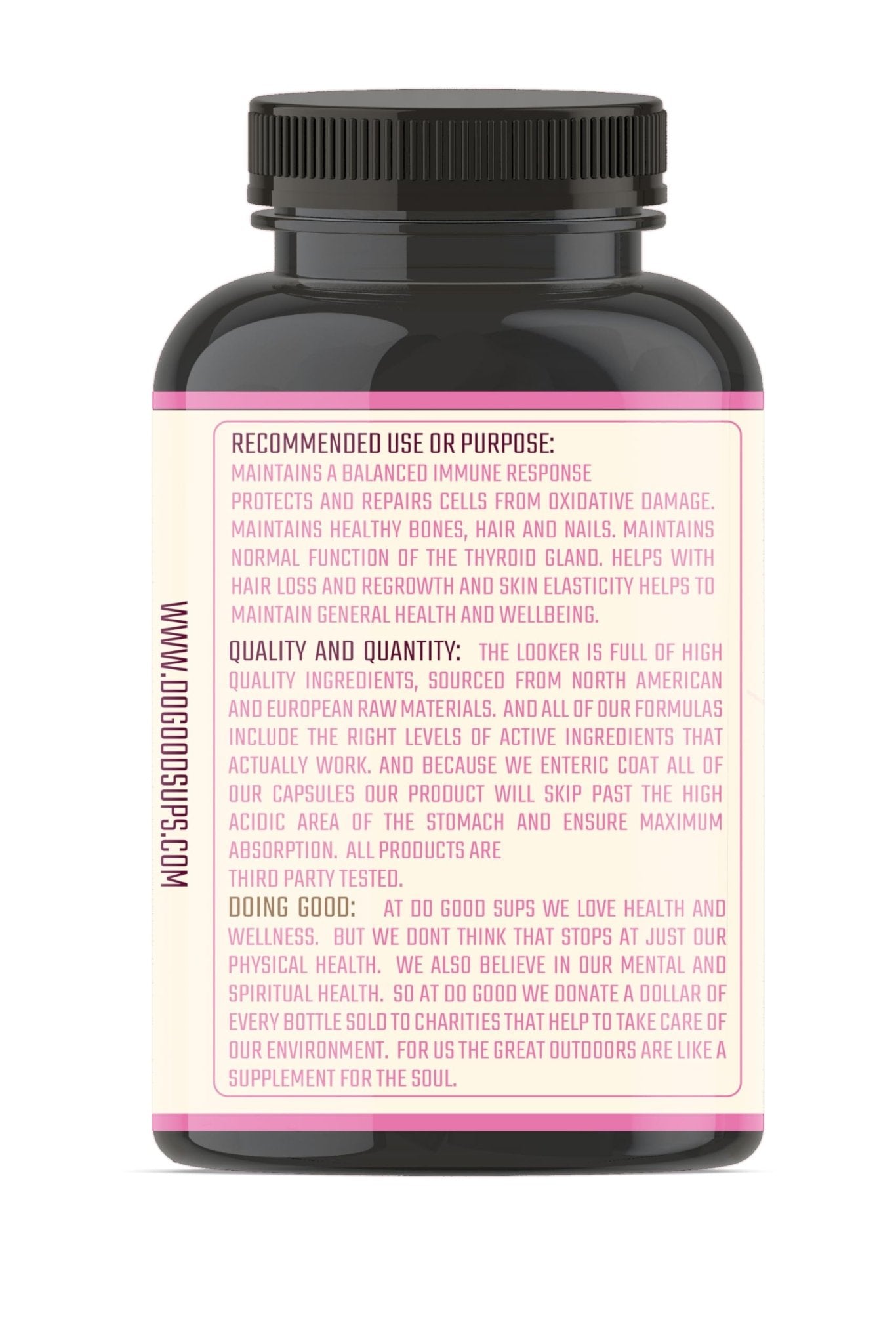 Do Good Sups The Looker 60 Caps- Skin Hair and Nails Vitamins - Natural Collagen Production - Reduces Hair Thinning - Skin Elasticity - Skin Moisture - Plant Sterols Bromelain Zinc Vitamin E Selenium - dailyvitalstore