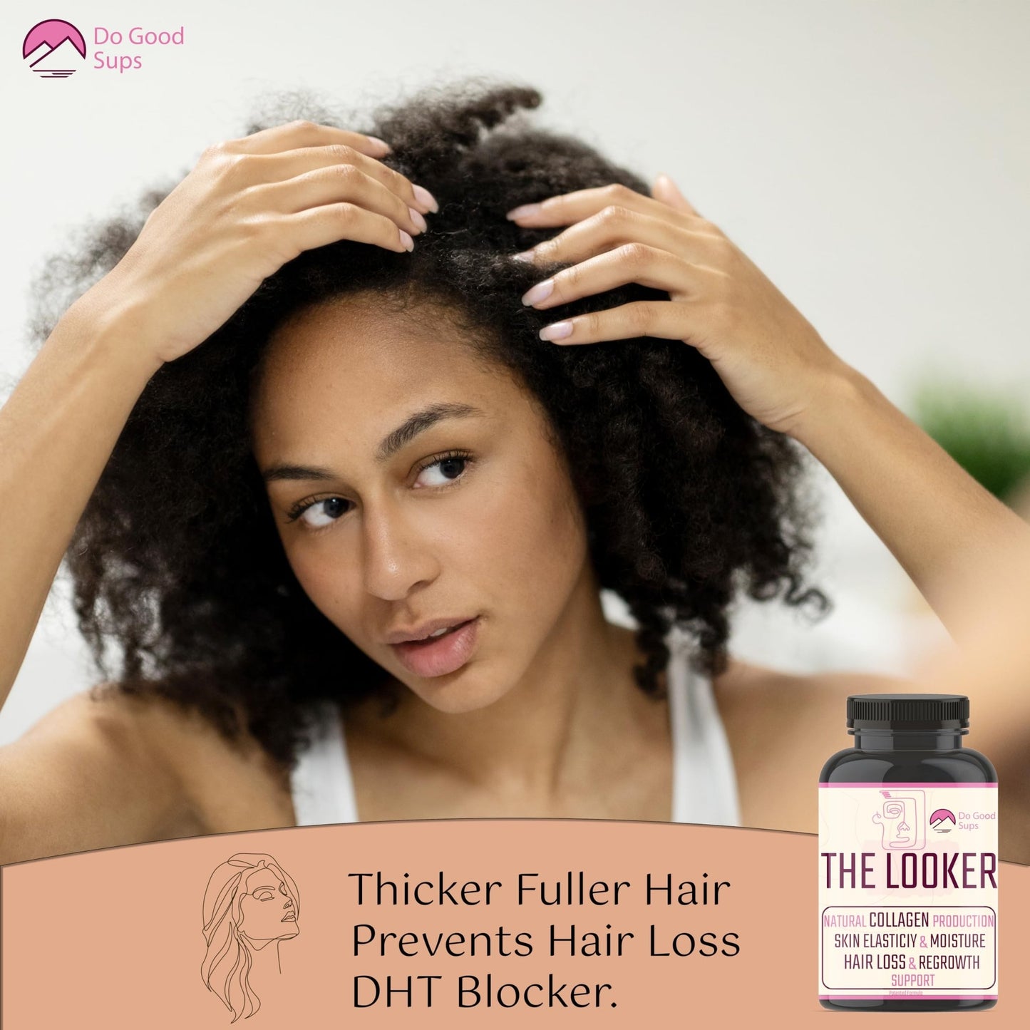 Do Good Sups The Looker 60 Caps- Skin Hair and Nails Vitamins - Natural Collagen Production - Reduces Hair Thinning - Skin Elasticity - Skin Moisture - Plant Sterols Bromelain Zinc Vitamin E Selenium - dailyvitalstore