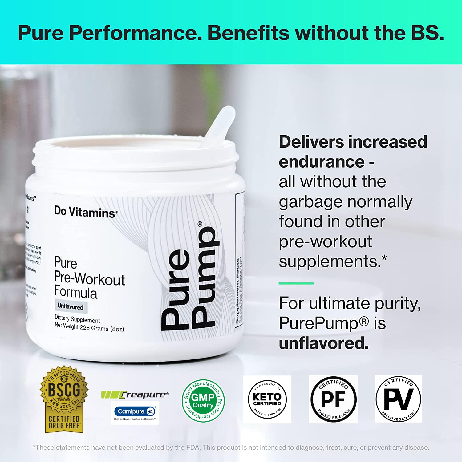 Do Vitamins PurePump Clean Pre Workout Powder for Men & Women - Preworkout with Creatine BCAA - Clean Energy Pre-Workout - All Actives. Zero fillers. - dailyvitalstore
