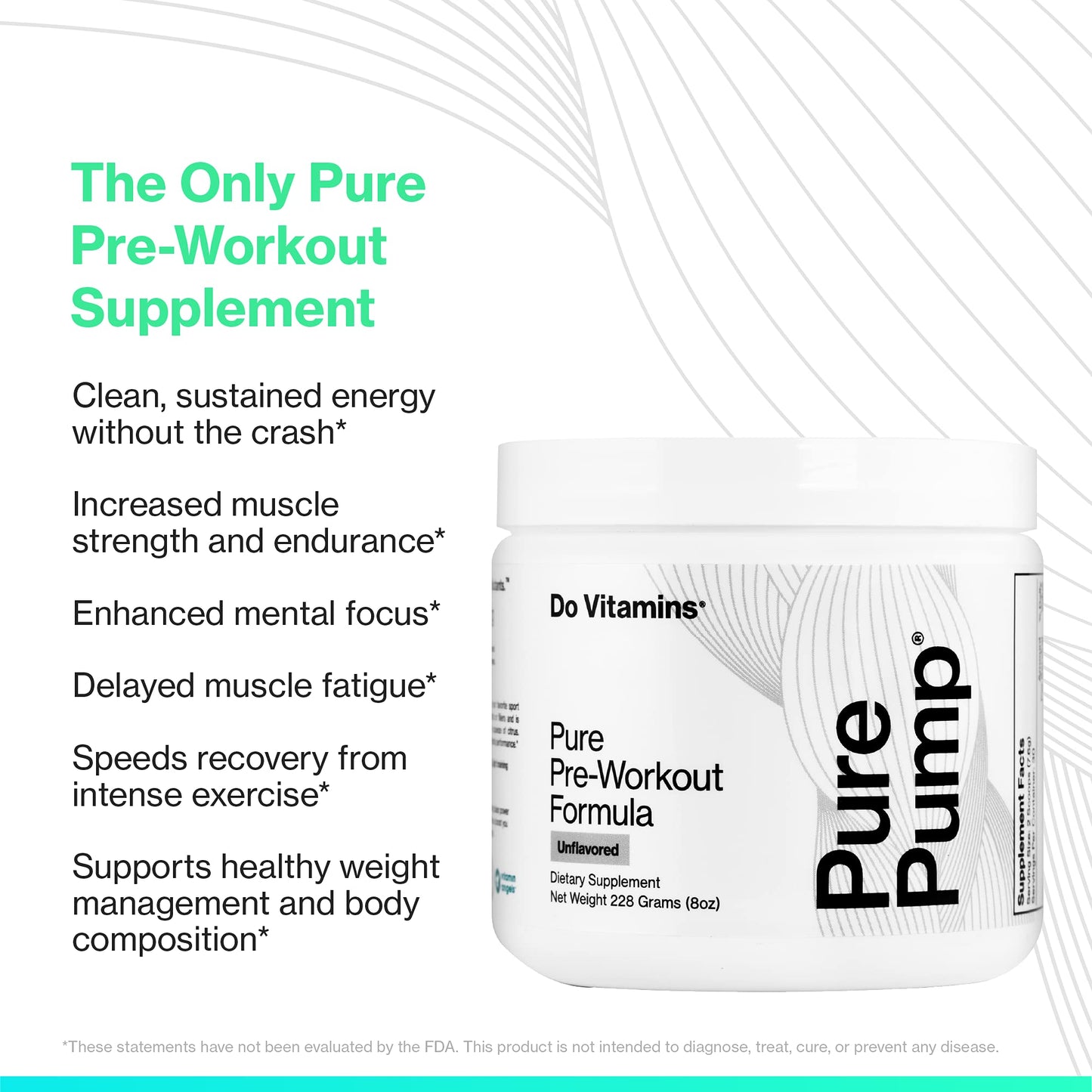 Do Vitamins PurePump Clean Pre Workout Powder for Men & Women - Preworkout with Creatine BCAA - Clean Energy Pre-Workout - All Actives. Zero fillers. - dailyvitalstore
