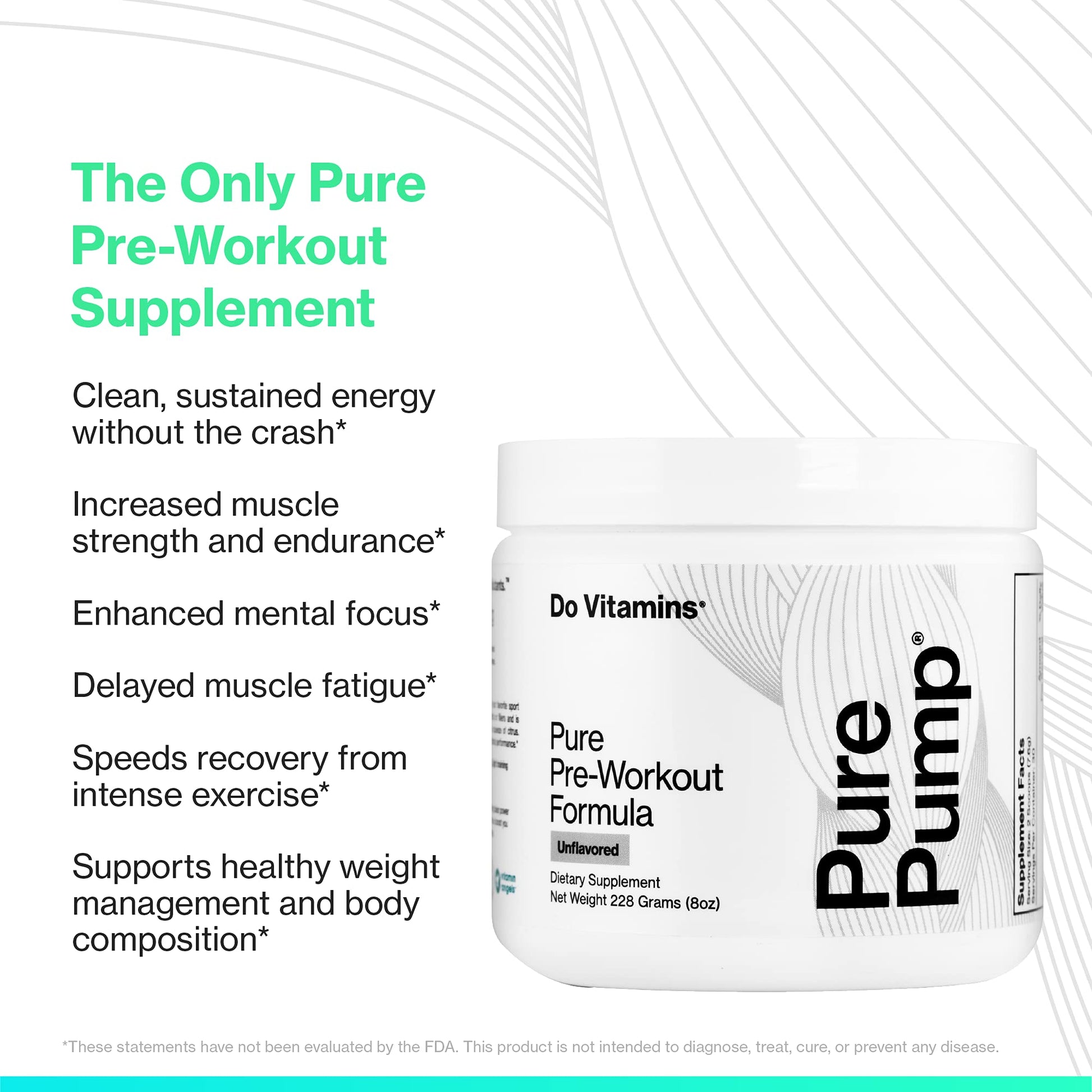 Do Vitamins PurePump Clean Pre Workout Powder for Men & Women - Preworkout with Creatine BCAA - Clean Energy Pre-Workout - All Actives. Zero fillers. - dailyvitalstore