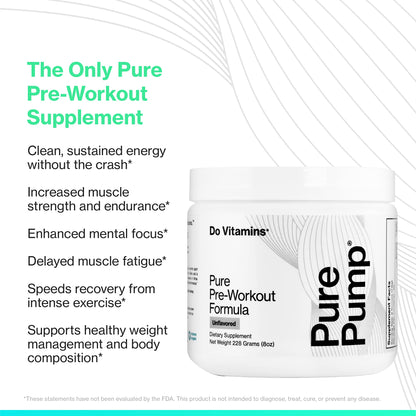 Do Vitamins PurePump Clean Pre Workout Powder for Men & Women - Preworkout with Creatine BCAA - Clean Energy Pre-Workout - All Actives. Zero fillers. - dailyvitalstore