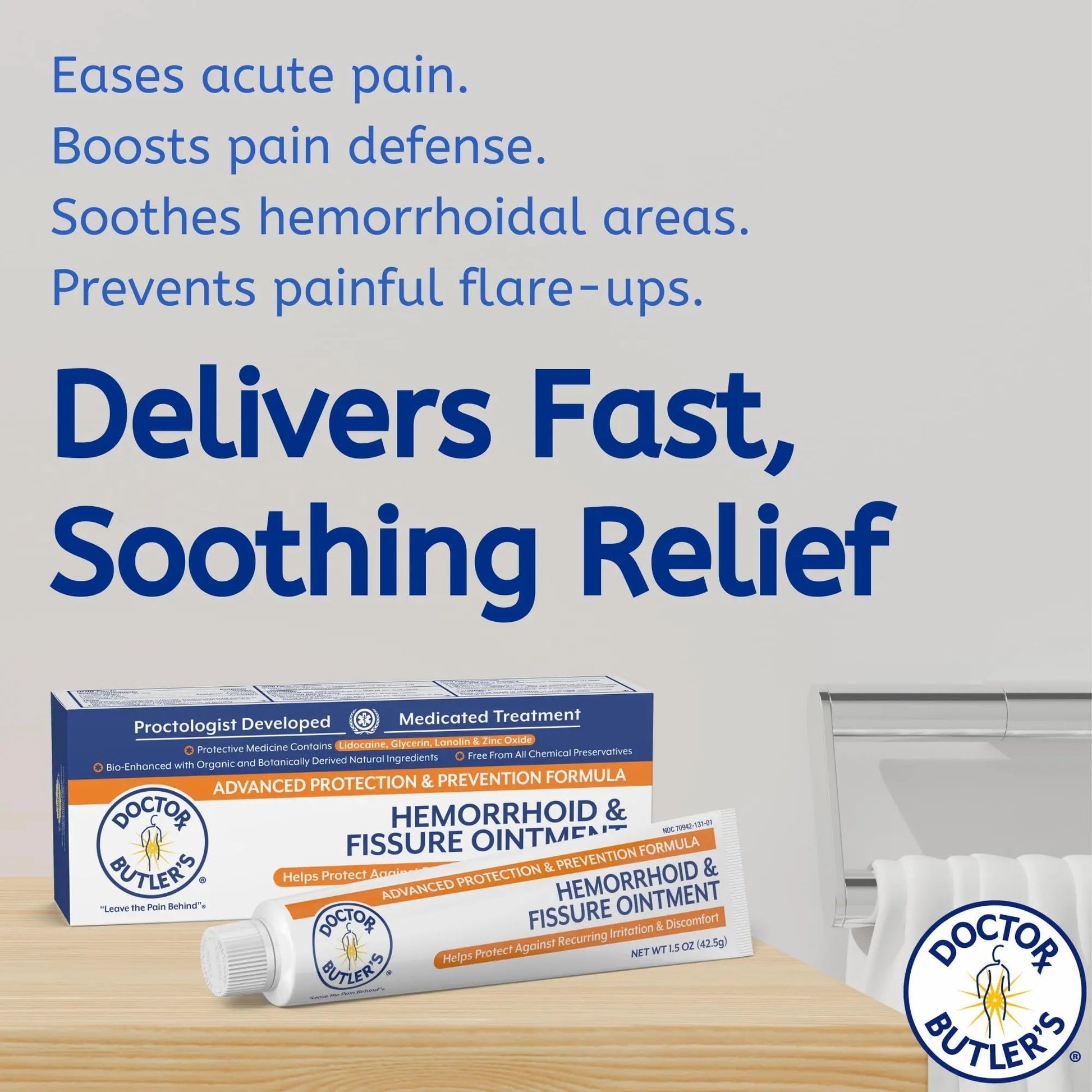 Doctor Butler's Advanced Hemorrhoid & Fissure Ointment – Lidocaine Hemorrhoid Treatment and Fissure Treatment Extra Strength Formula, Heals and Provides Fast Pain and Itch Relief* (1.5 oz.) - dailyvitalstore
