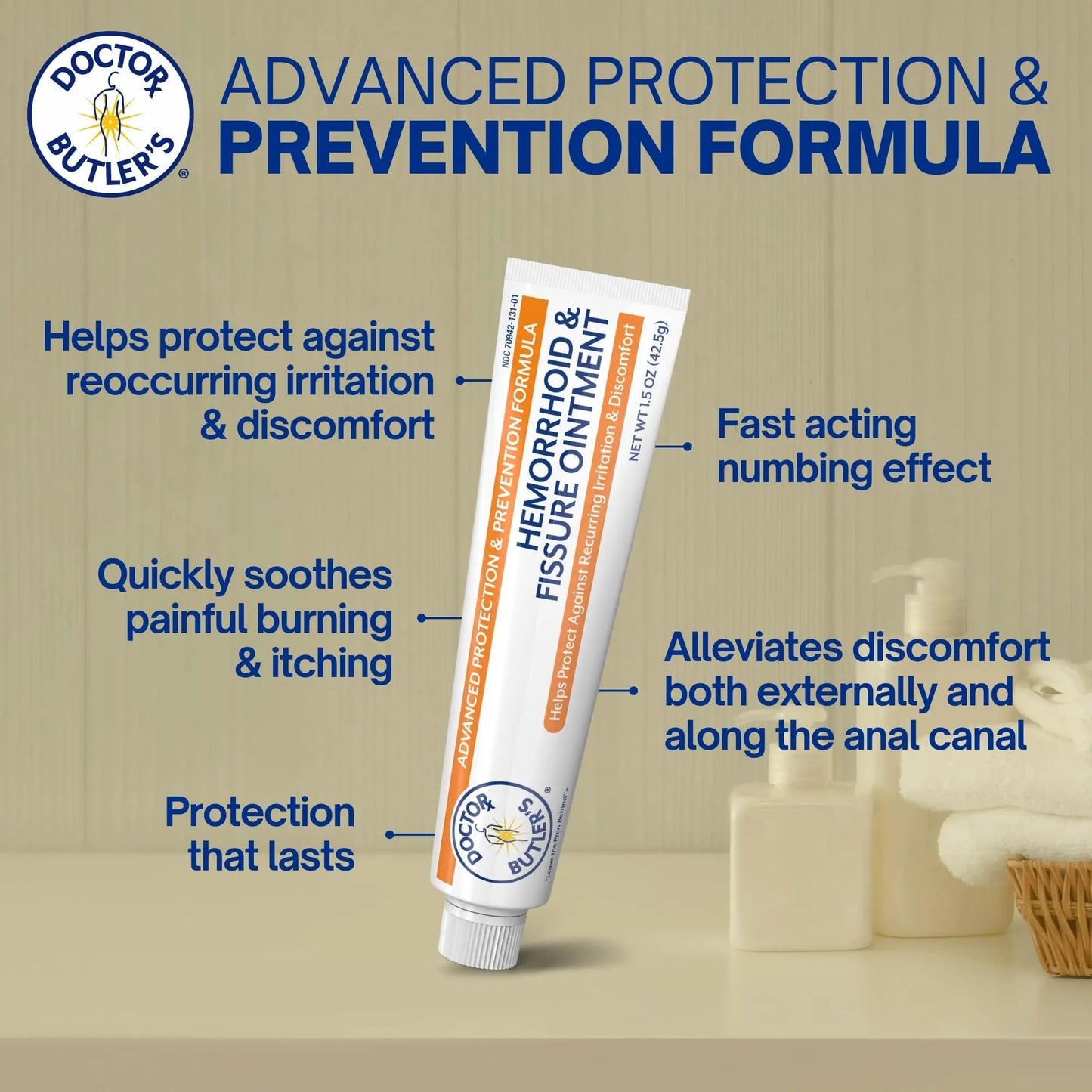 Doctor Butler's Advanced Hemorrhoid & Fissure Ointment – Lidocaine Hemorrhoid Treatment and Fissure Treatment Extra Strength Formula, Heals and Provides Fast Pain and Itch Relief* (1.5 oz.) - dailyvitalstore