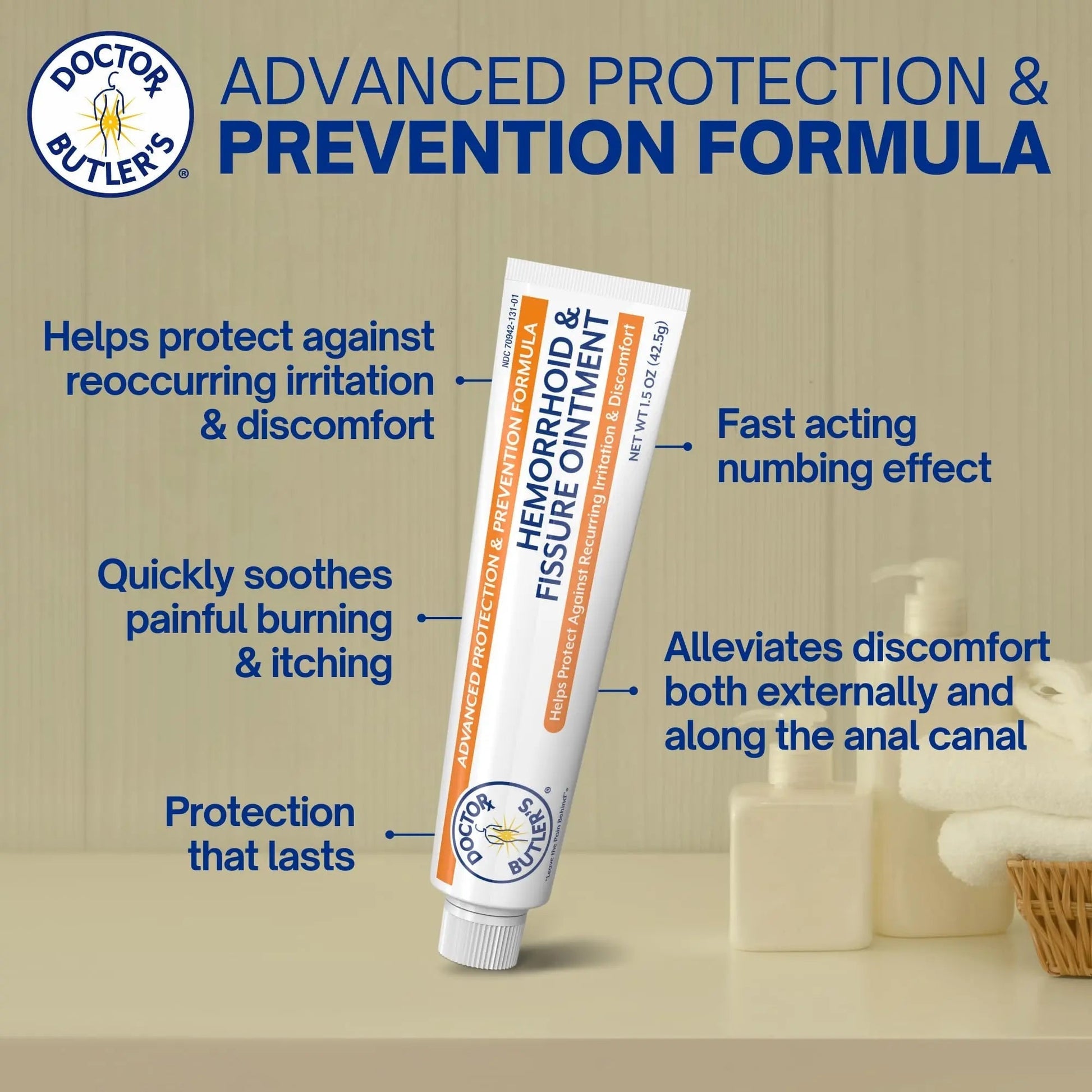 Doctor Butler's Advanced Hemorrhoid & Fissure Ointment – Lidocaine Hemorrhoid Treatment and Fissure Treatment Extra Strength Formula, Heals and Provides Fast Pain and Itch Relief* (1.5 oz.) - dailyvitalstore