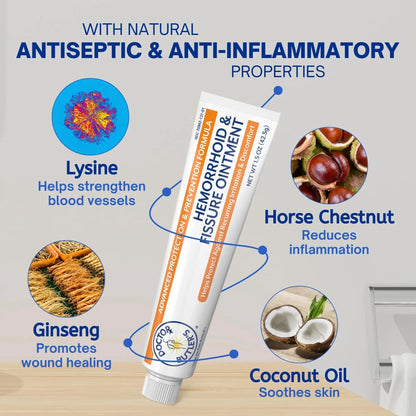 Doctor Butler's Advanced Hemorrhoid & Fissure Ointment – Lidocaine Hemorrhoid Treatment and Fissure Treatment Extra Strength Formula, Heals and Provides Fast Pain and Itch Relief* (1.5 oz.) - dailyvitalstore