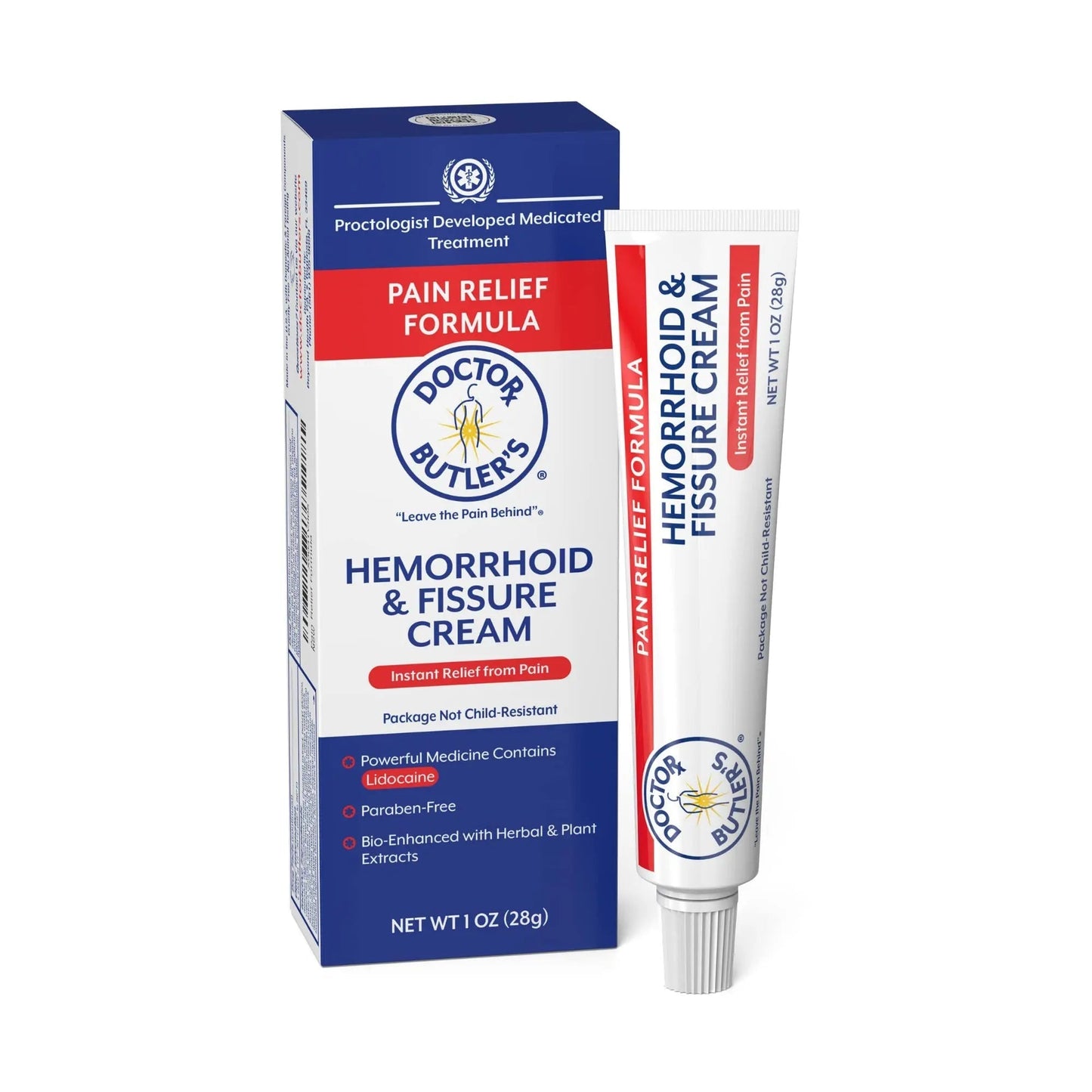 Doctor Butler's Hemorrhoid & Fissure Cream – Instant Pain Relief Hemorrhoid Treatment with Lidocaine, Fast Acting Hemorrhoid Cream for Relief from External Itching and Burning (1 oz.) - dailyvitalstore