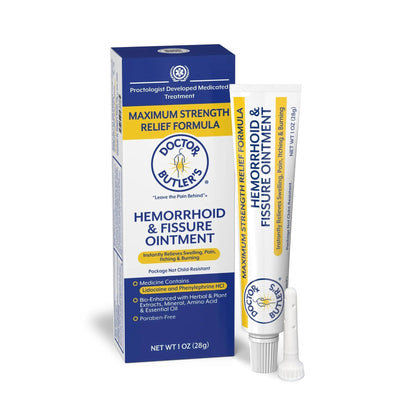 Doctor Butler’s Hemorrhoid & Fissure Ointment – Hemorrhoid Treatment and Hemorrhoid Cream with Lidocaine and Phenylephrine HCI for Fast Acting Relief of Pain, Swelling, Discomfort, and Itching (1 oz.) - dailyvitalstore