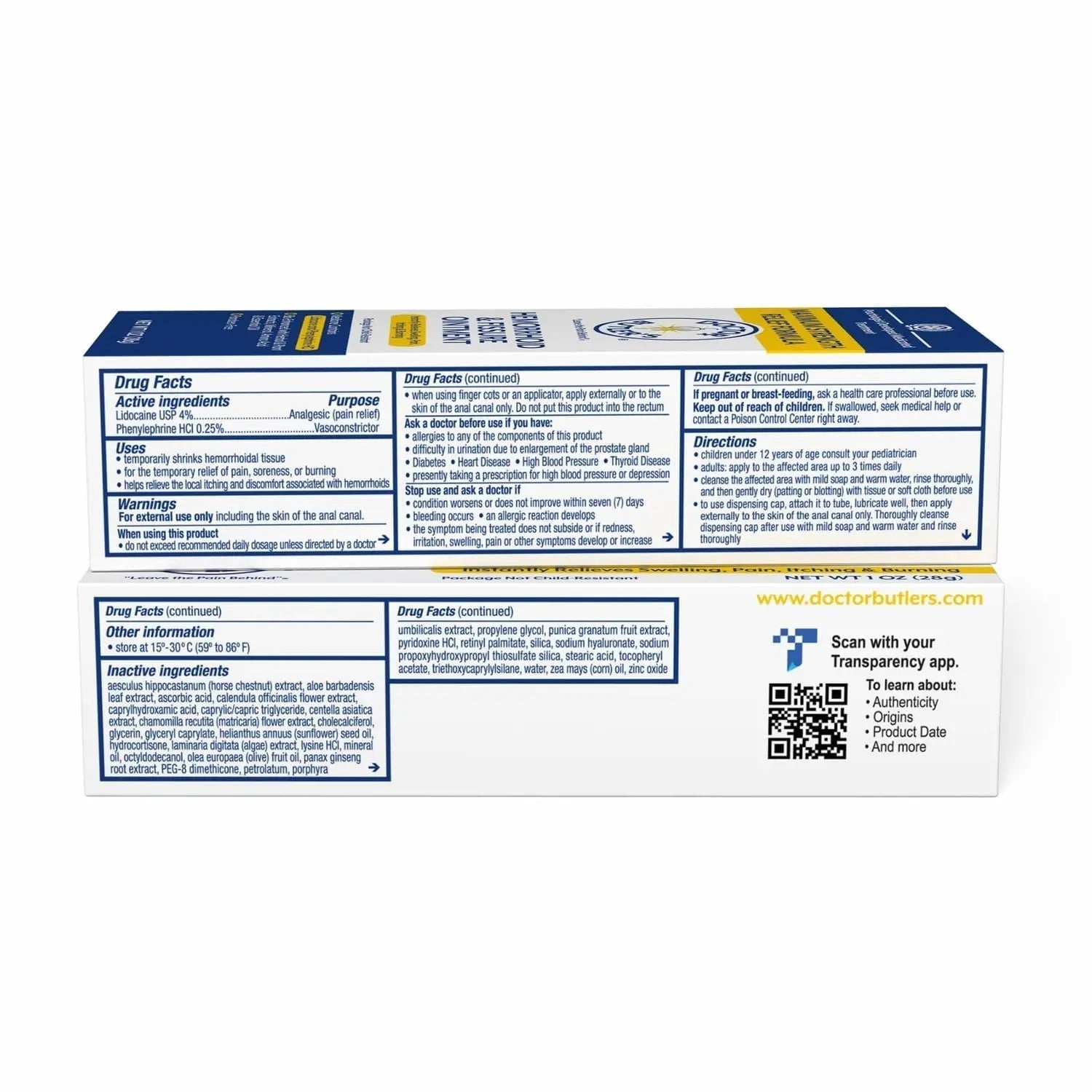 Doctor Butler’s Hemorrhoid & Fissure Ointment – Hemorrhoid Treatment and Hemorrhoid Cream with Lidocaine and Phenylephrine HCI for Fast Acting Relief of Pain, Swelling, Discomfort, and Itching (1 oz.) - dailyvitalstore
