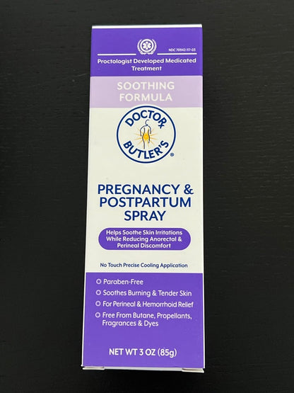 Doctor Butler's Pregnancy & Postpartum Spray - Perineal Spray and Hemorrhoid Treatment with Aloe and Chamomile, Pregnancy Support and Postpartum Essentials, Paraben Free (3oz) - dailyvitalstore