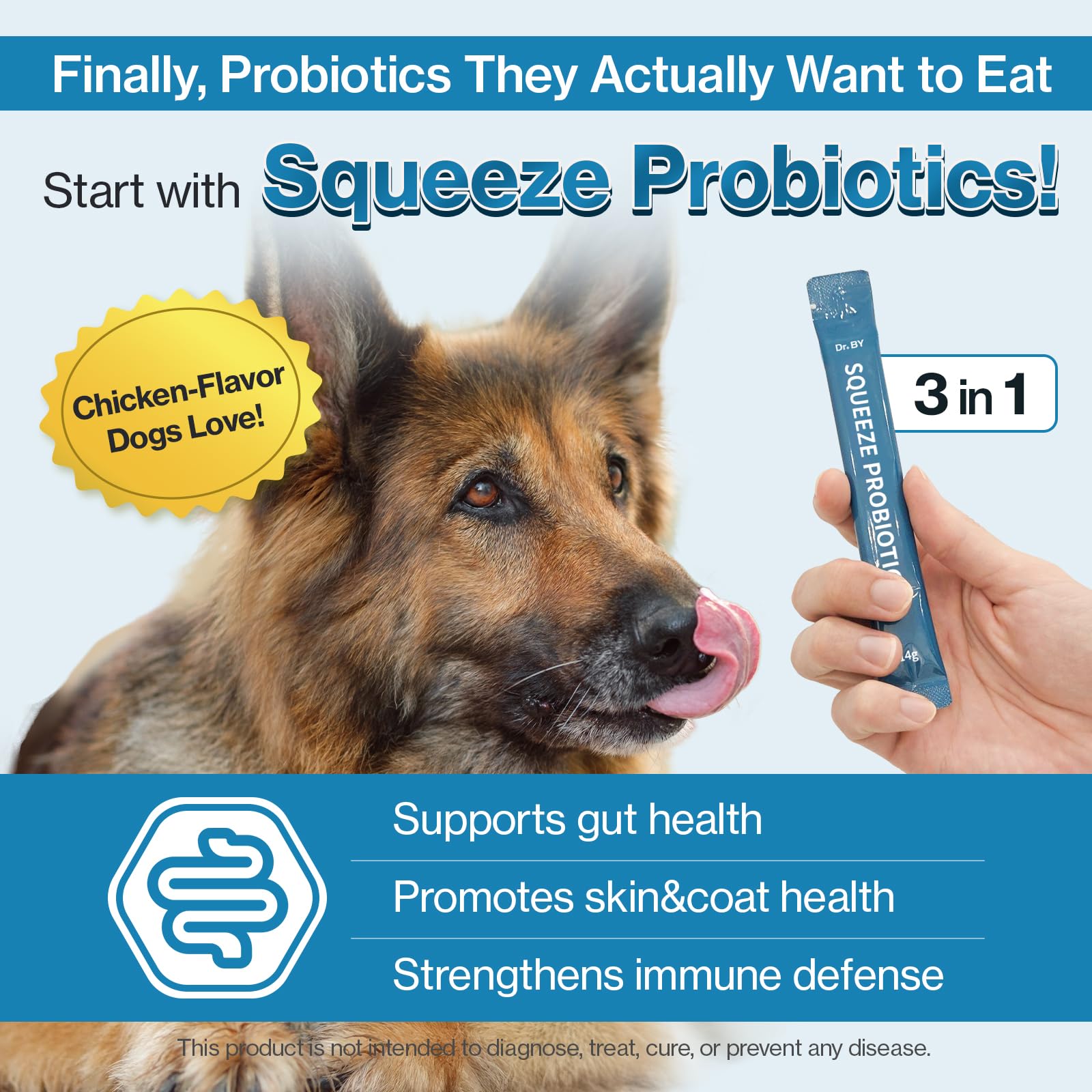 Doctor By Squeeze Probiotics for Dogs Gut Health Immunity Skin&Allergy Care Diarrhea Relief Digestive Stomach Support with L. crispatus KT-11 Lickable Paste Formula Individually Packaged, Chicken - dailyvitalstore