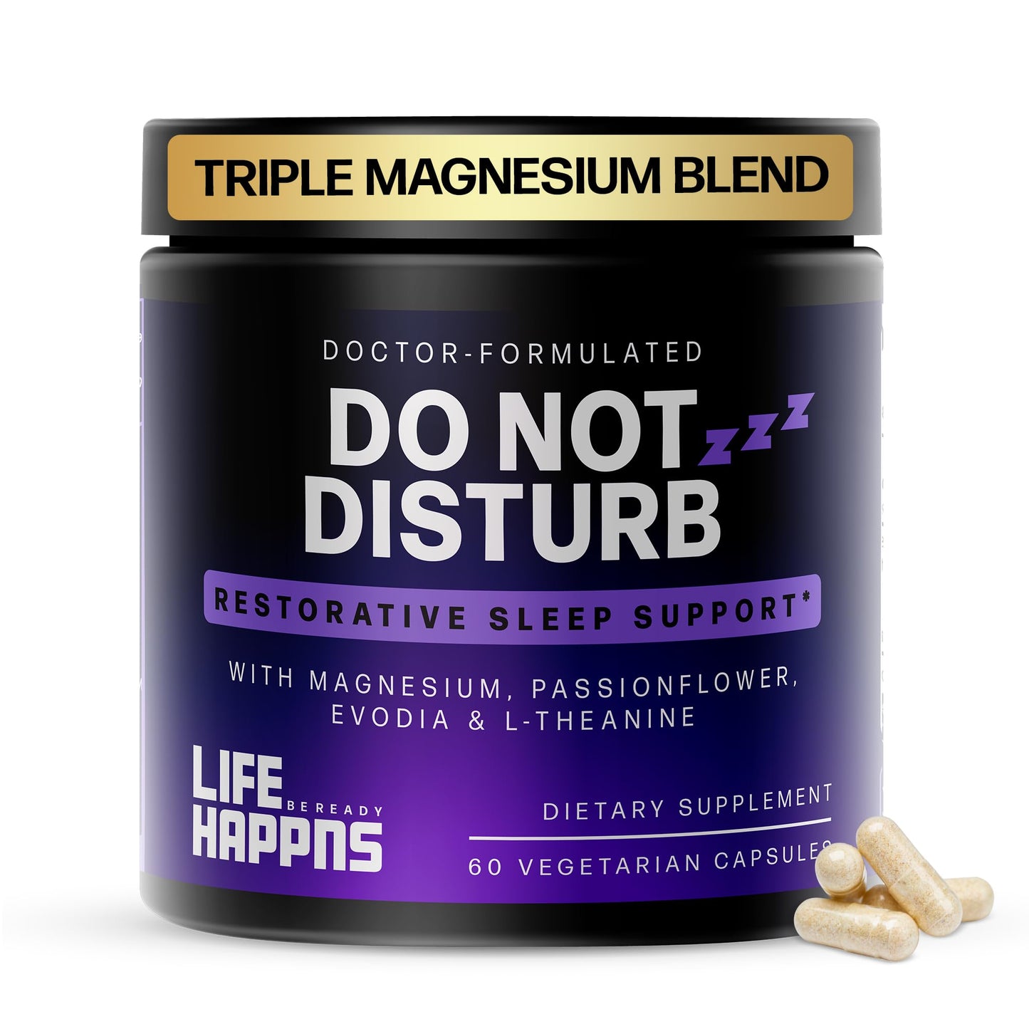 Doctor Formulated Triple Magnesium for Sleep, Calm & Relaxation with Chelated Magnesium Glycinate, L-Theanine, Passionflower & Evodia – Non-Habit, No Melatonin Magnesium Sleep Aid Support Supplement - dailyvitalstore