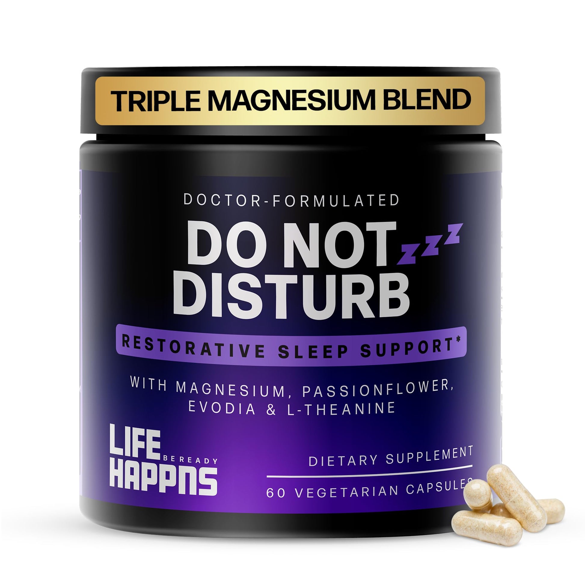 Doctor Formulated Triple Magnesium for Sleep, Calm & Relaxation with Chelated Magnesium Glycinate, L-Theanine, Passionflower & Evodia – Non-Habit, No Melatonin Magnesium Sleep Aid Support Supplement - dailyvitalstore