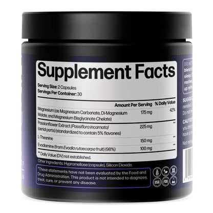 Doctor Formulated Triple Magnesium for Sleep, Calm & Relaxation with Chelated Magnesium Glycinate, L-Theanine, Passionflower & Evodia – Non-Habit, No Melatonin Magnesium Sleep Aid Support Supplement - dailyvitalstore