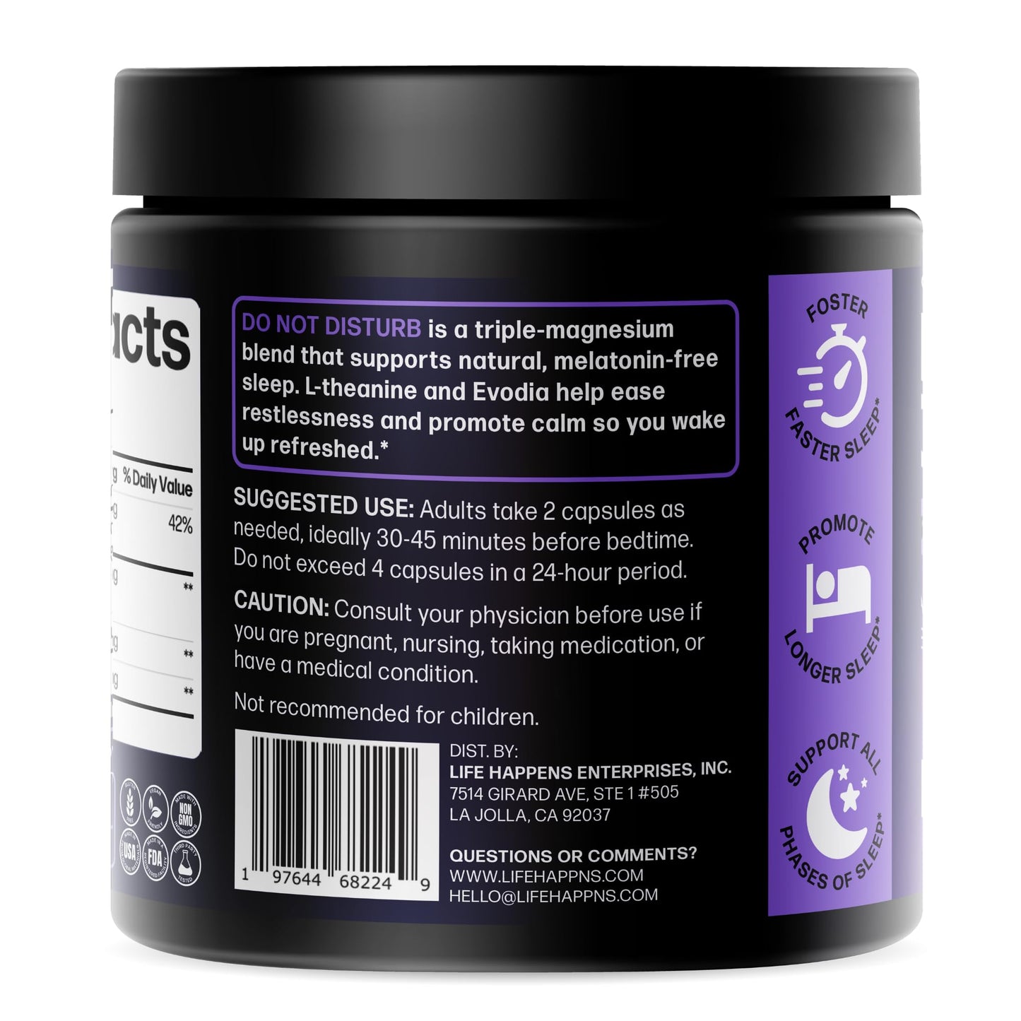 Doctor Formulated Triple Magnesium for Sleep, Calm & Relaxation with Chelated Magnesium Glycinate, L-Theanine, Passionflower & Evodia – Non-Habit, No Melatonin Magnesium Sleep Aid Support Supplement - dailyvitalstore