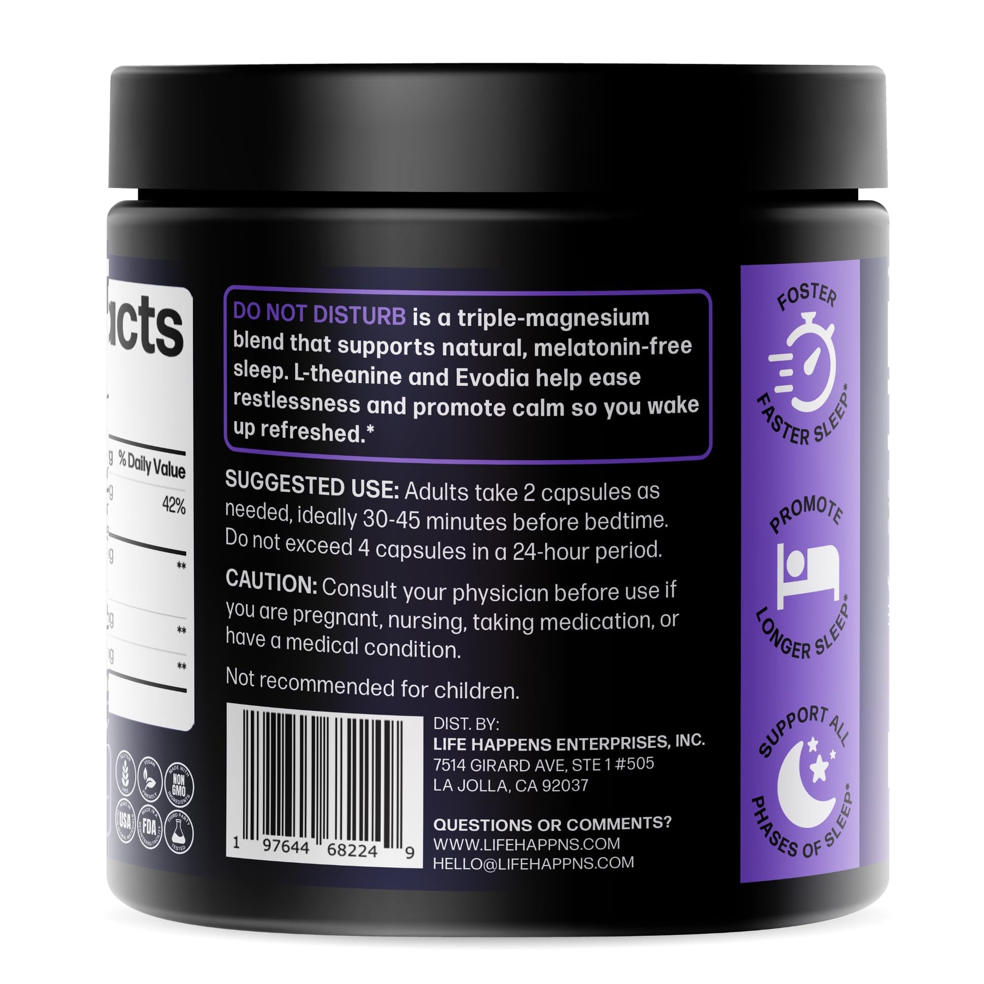 Doctor Formulated Triple Magnesium for Sleep, Calm & Relaxation with Chelated Magnesium Glycinate, L-Theanine, Passionflower & Evodia – Non-Habit, No Melatonin Magnesium Sleep Aid Support Supplement - dailyvitalstore