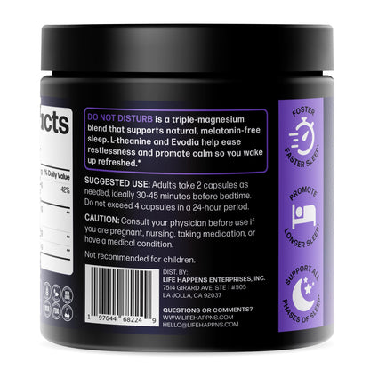 Doctor Formulated Triple Magnesium for Sleep, Calm & Relaxation with Chelated Magnesium Glycinate, L-Theanine, Passionflower & Evodia – Non-Habit, No Melatonin Magnesium Sleep Aid Support Supplement - dailyvitalstore