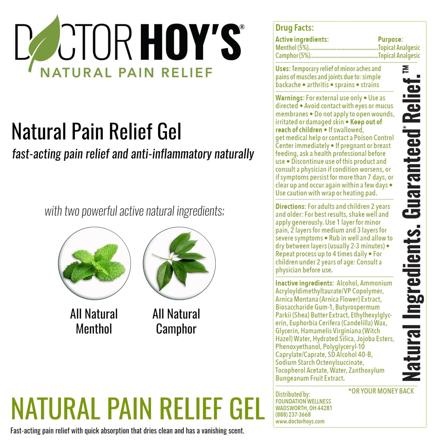 DOCTOR HOY'S Natural Pain Relief Gel, Topical Arnica Anti-Inflammatory Gel for Arthritis, Joint Pain, and Muscle Strains - Clean, Safe and Effective Pain Relief - dailyvitalstore