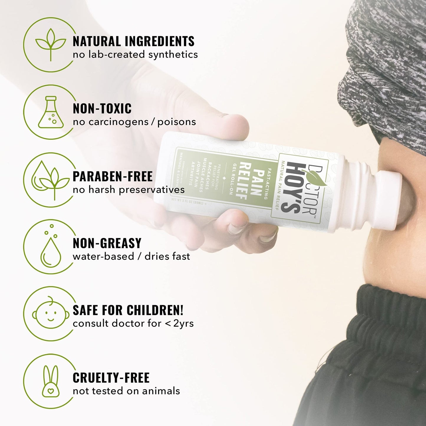 DOCTOR HOY'S Natural Pain Relief Gel, Water Based with Arnica, Anti-Inflammatory, Clean, Safe and Effective Natural Pain Relief, 3 oz. Roll-On, 3pk - dailyvitalstore