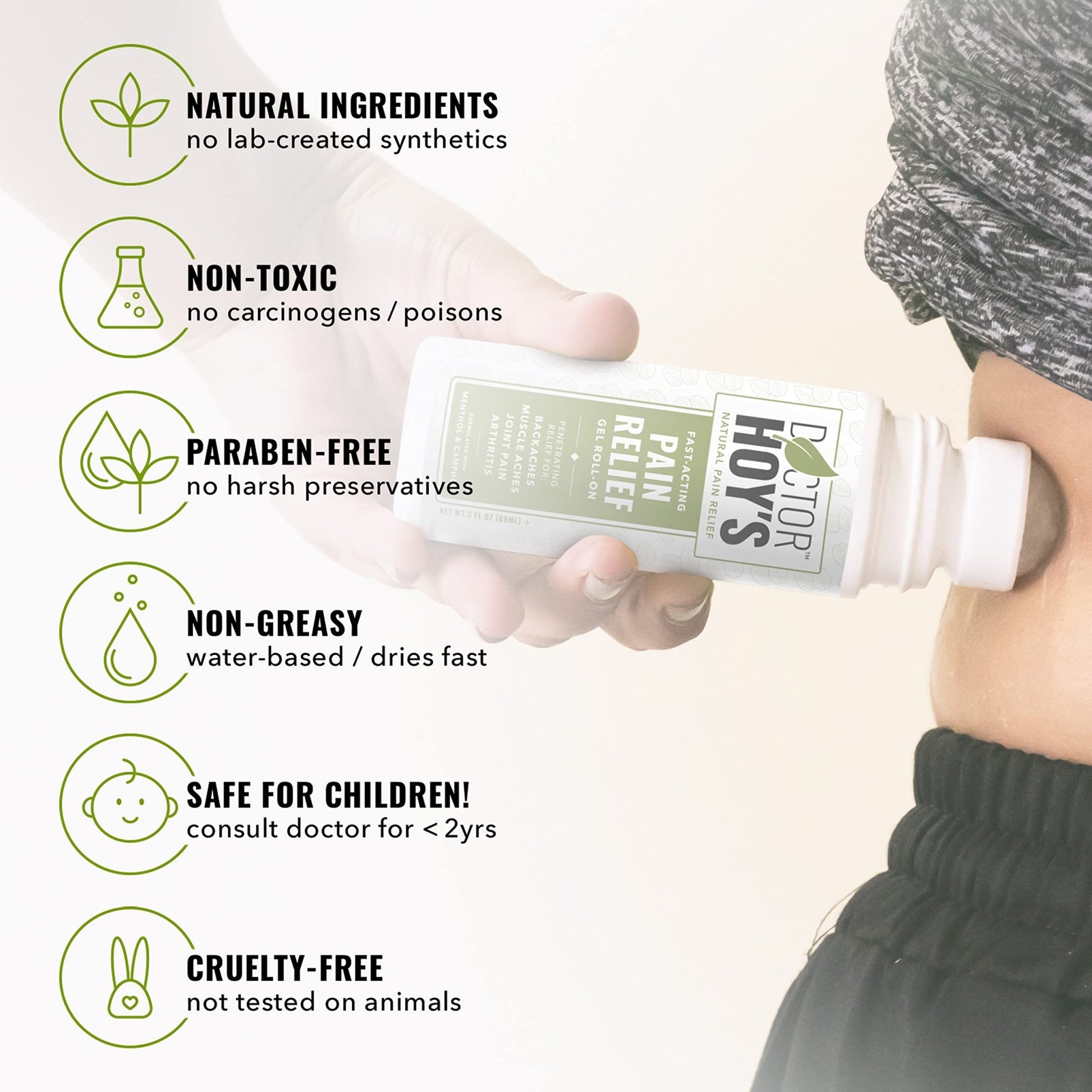 DOCTOR HOY'S Natural Pain Relief Gel, Water Based with Arnica, Anti-Inflammatory, Clean, Safe and Effective Natural Pain Relief, 3 oz. Roll-On, 3pk - dailyvitalstore