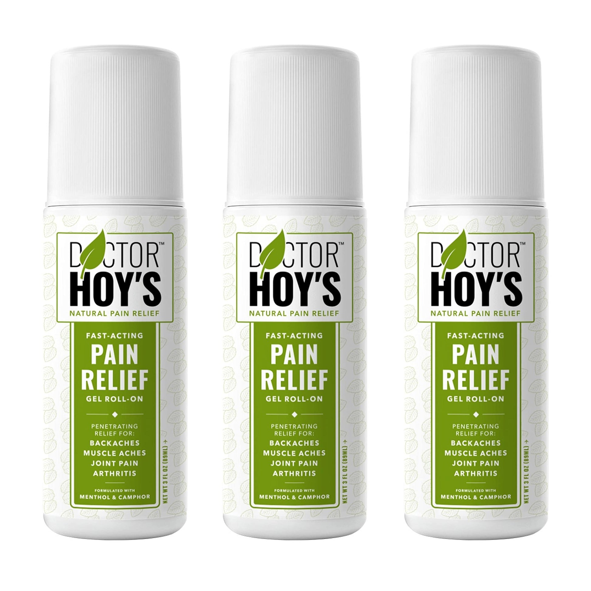 DOCTOR HOY'S Natural Pain Relief Gel, Water Based with Arnica, Anti-Inflammatory, Clean, Safe and Effective Natural Pain Relief, 3 oz. Roll-On, 3pk - dailyvitalstore