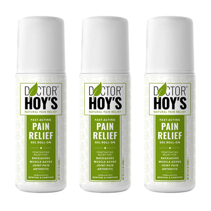 DOCTOR HOY'S Natural Pain Relief Gel, Water Based with Arnica, Anti-Inflammatory, Clean, Safe and Effective Natural Pain Relief, 3 oz. Roll-On, 3pk - dailyvitalstore