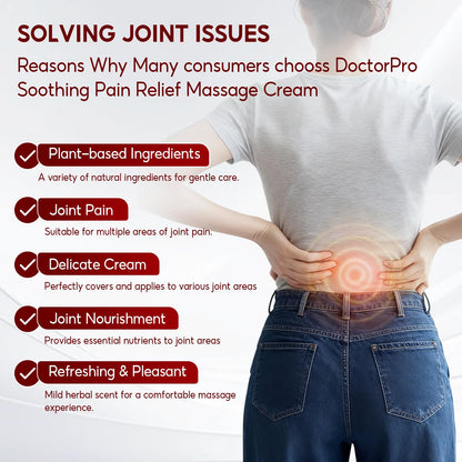 DoctorPro Soothing Massage Cream 80g Joint Relief Roll Muscle Comfort Non-Greasy Refreshing Formula for Knees, Lumbar, Neck, Back,Shoulders, Hands, and Feet, Menthol Gel - dailyvitalstore