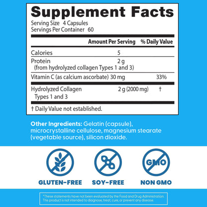 Doctor's Best Collagen Types 1 & 3 with Vitamin C, Non-GMO, Gluten Free, Soy Free, Supports Hair, Skin, Nails, Tendons & Bones, 500 mg, 240 Caps (DRB-00263) - dailyvitalstore