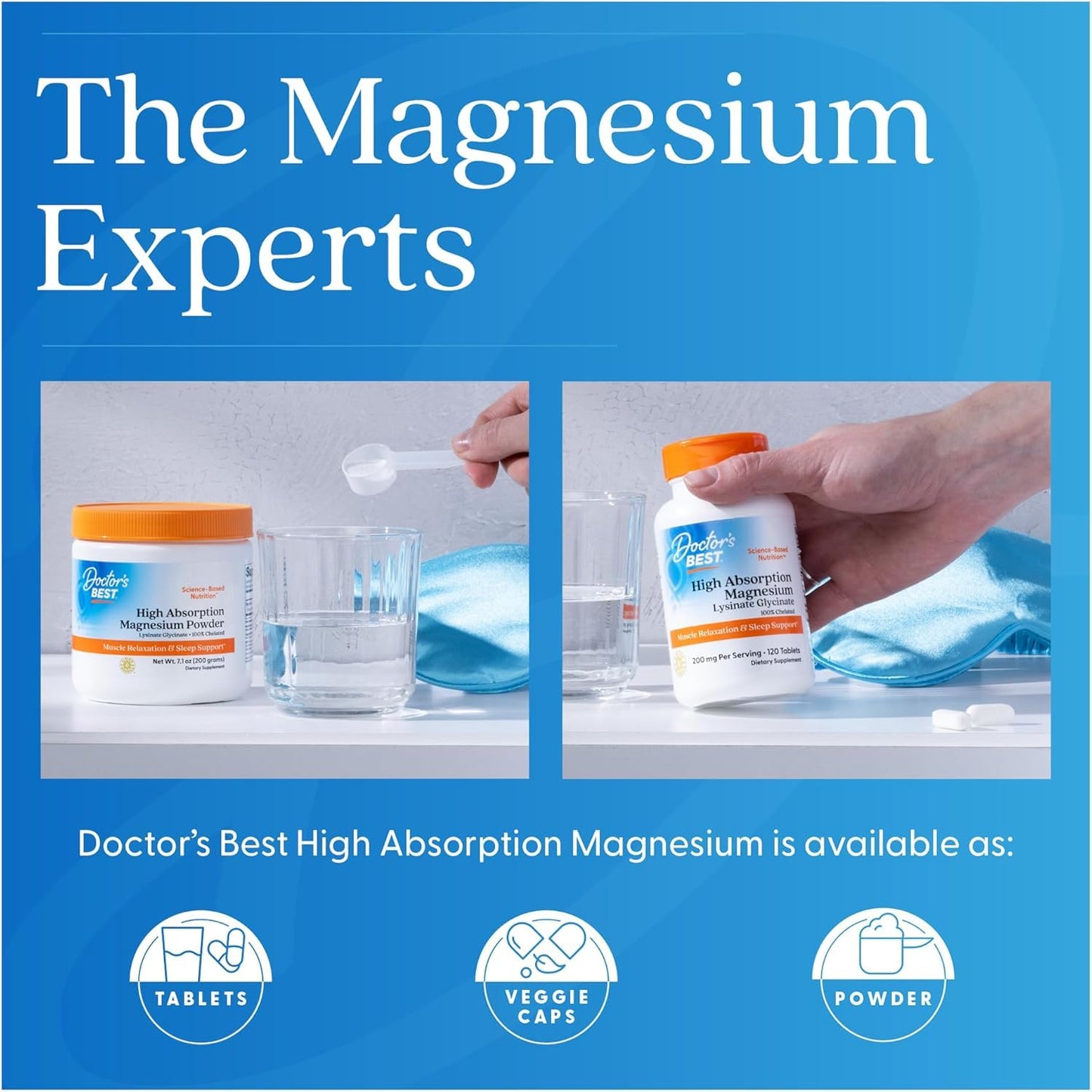 Doctor's Best High Absorption Magnesium Glycinate Lysinate Supplement for Sleep Support - Chelated Magnesium Tablets for Women & Men, 200mg per Serving, Supports Calm & Relaxation, Vegan - 120 Count - dailyvitalstore