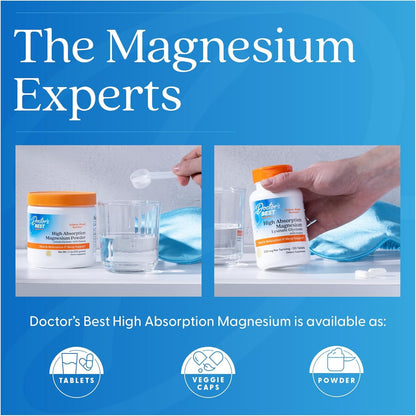 Doctor's Best High Absorption Magnesium Glycinate Lysinate Supplement for Sleep Support - Chelated Magnesium Tablets for Women & Men, 200mg per Serving, Supports Calm & Relaxation, Vegan - 120 Count - dailyvitalstore