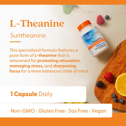 Doctor's Best L-Theanine Contains Suntheanine, Helps Reduce Stress & Sleep, Non-GMO, Gluten Free, Vegan, 150 mg (DRB-00197), 90 Count - dailyvitalstore