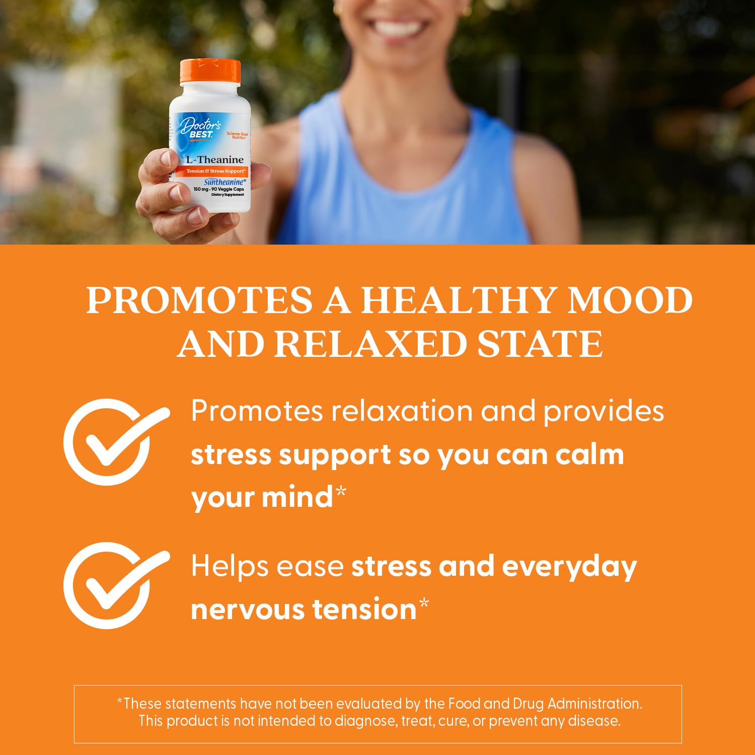 Doctor's Best L-Theanine Contains Suntheanine, Helps Reduce Stress & Sleep, Non-GMO, Gluten Free, Vegan, 150 mg (DRB-00197), 90 Count - dailyvitalstore