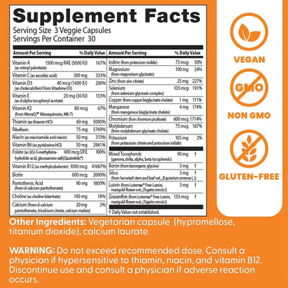Doctors Best Multi-Vitamin Mineral Complex, Comprehensive Health Support, Non-GMO, Gluten Free, Vegan 90 Veggie Capsules - dailyvitalstore