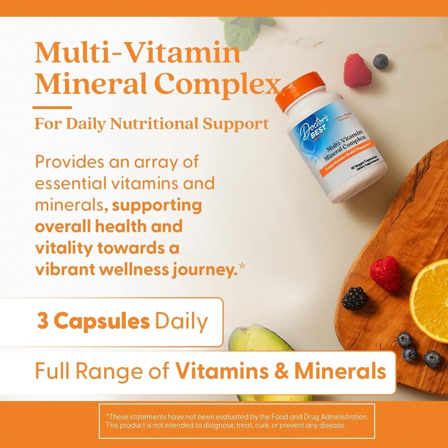 Doctors Best Multi-Vitamin Mineral Complex, Comprehensive Health Support, Non-GMO, Gluten Free, Vegan 90 Veggie Capsules - dailyvitalstore
