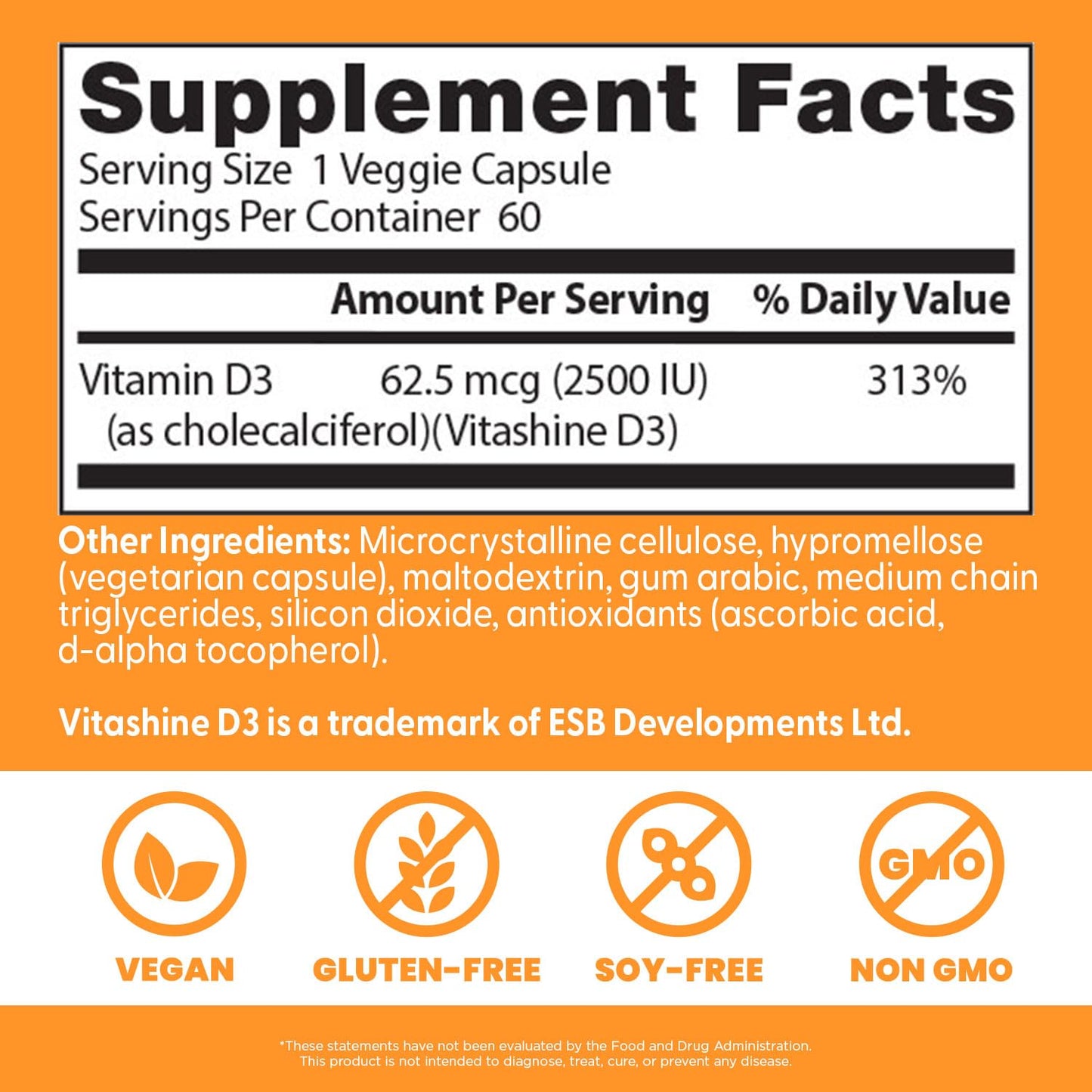 Doctors Best Vegan Vitamin D3 2500 IU Veg Caps - Vegan Vitamin D Supplement for Men & Women, Helps Support Calcium Absorption, Heart Health & Immune Support, - dailyvitalstore