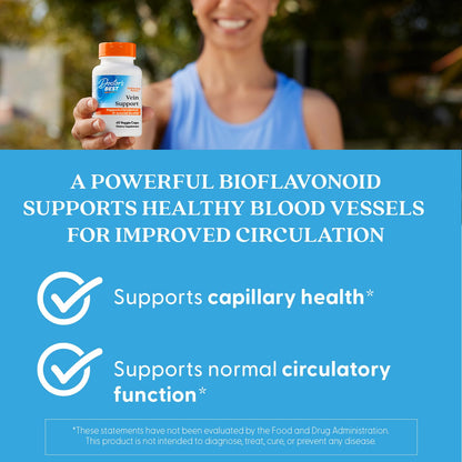 Doctor's Best Vein Support Supplement - Contains Diosmin & Hesperidin, Circulation Support for Legs & Feet, for Men & Women, Formula with Vitamin K2 & Natural Orange Extract, Vegan - 60 Veg Caps - dailyvitalstore