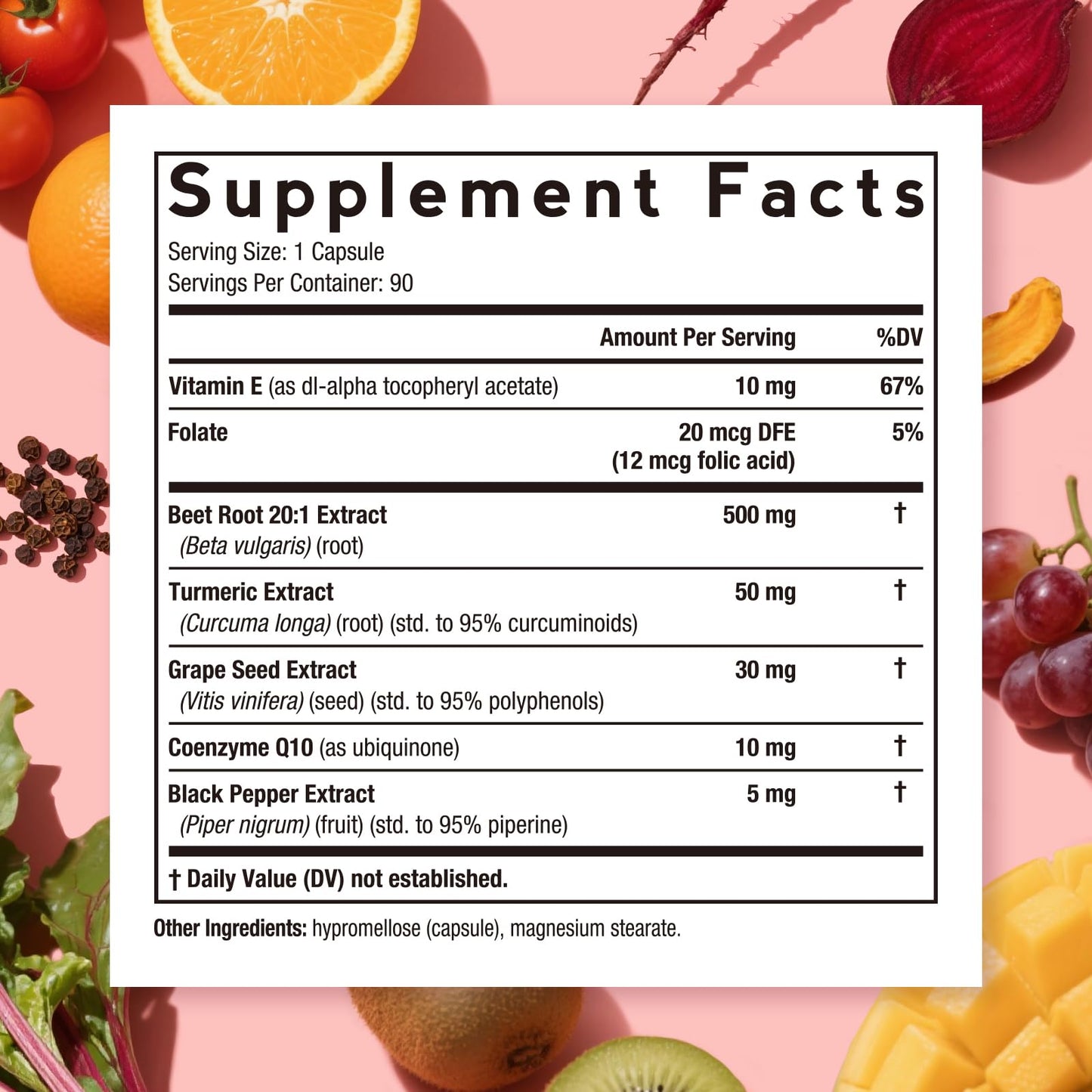 Doctor's Recipes Beet Root Capsules, 20:1 Extract with Grape Seed, CoQ10, Turmeric, Black Pepper for Enhanced Absorption, Supports Heart, Circulation, Energy & Nitric Oxide, Non-GMO, 90 Veg Caps - dailyvitalstore