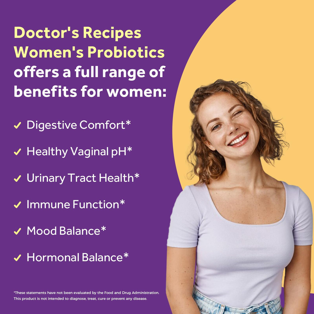 Doctor's Recipes Probiotics for Women, 100 Billion CFU, 18 Probiotic Strains, Prebiotics, Cranberry, P-5-P & VC, Vaginal, Digestive & Immune Support, Shelf-Stable, 30 Vegan Caps - dailyvitalstore