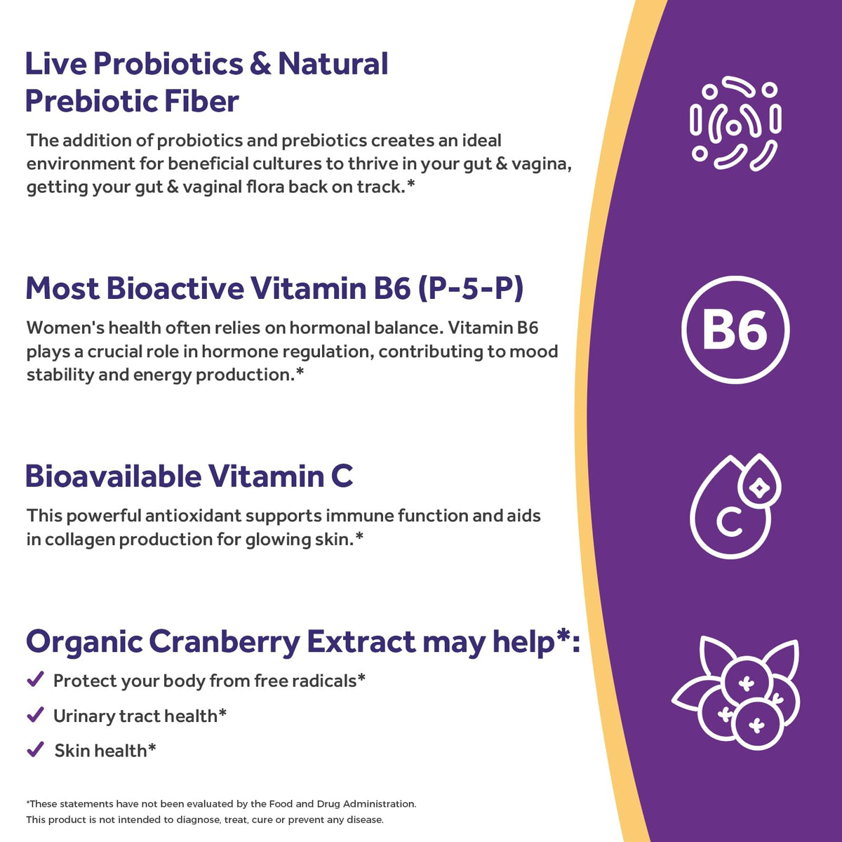 Doctor's Recipes Probiotics for Women, 100 Billion CFU, 18 Probiotic Strains, Prebiotics, Cranberry, P-5-P & VC, Vaginal, Digestive & Immune Support, Shelf-Stable, 30 Vegan Caps - dailyvitalstore