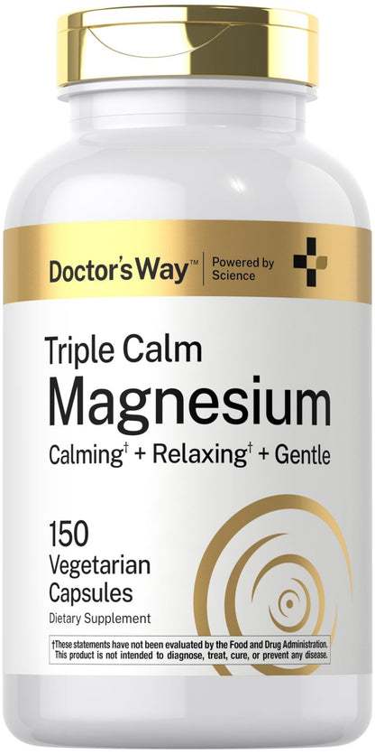 Doctor's Way Triple Magnesium Complex | 150 Capsules | Citrate, Glycinate, & Malate Supplement | Vegetarian, Non-GMO, Gluten Free Formula - dailyvitalstore