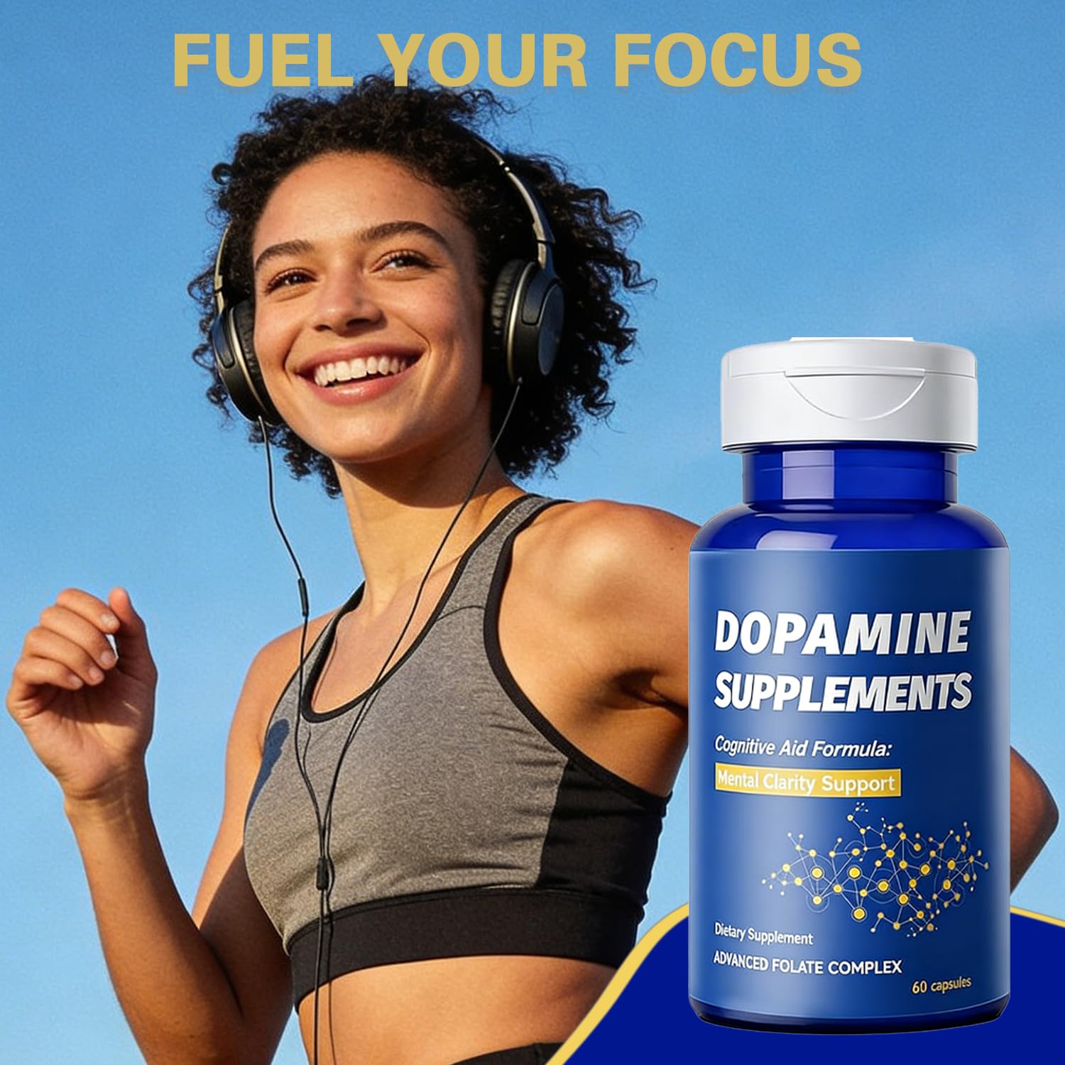 Dopamine Brain Supplement with L-Tyrosine 650mg | Cognitive Function, Focus & Mood Support | Neurotransmitter & Mental Energy Booster | 60 Capsules - dailyvitalstore