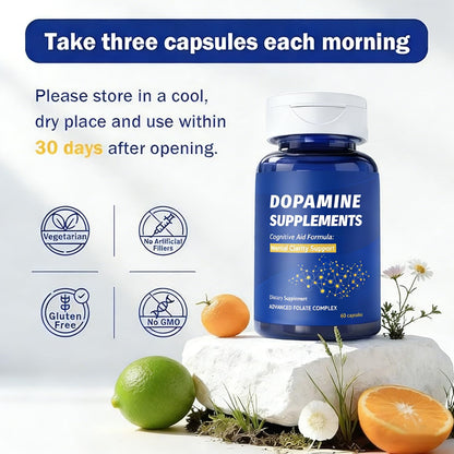 Dopamine Brain Supplement with L-Tyrosine 650mg | Cognitive Function, Focus & Mood Support | Neurotransmitter & Mental Energy Booster | 60 Capsules - dailyvitalstore