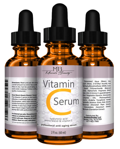 DOUBLE SIZED (2 oz) PURE VITAMIN C SERUM FOR FACE With Hyaluronic Acid - Anti Wrinkle, Anti Aging, Dark Circles, Age Spots, Vitamin C, Pore Cleanser - dailyvitalstore