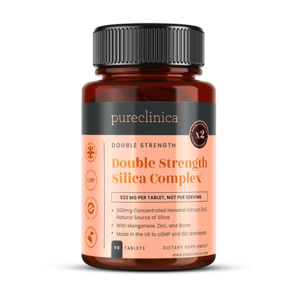 Double Strength Silica Complex – 500mg Horsetail Extract (4:1) per Tablet – 90 Tablets – 3 Month Supply – with Zinc, Manganese & Boron - dailyvitalstore