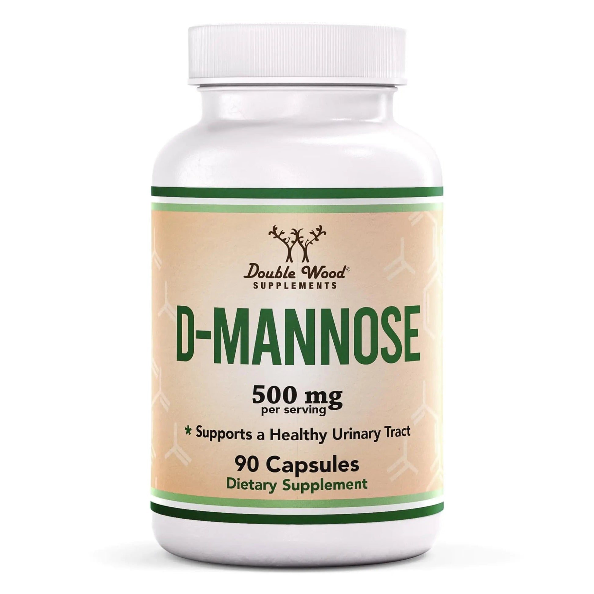 Double Wood Supplements D Mannose 500mg Capsules, 90 Count (D-Mannose for Urinary Tract Health and Bladder Lining, Helps UTI Prevention) Vegan Safe, Non-GMO, Gluten Free - dailyvitalstore