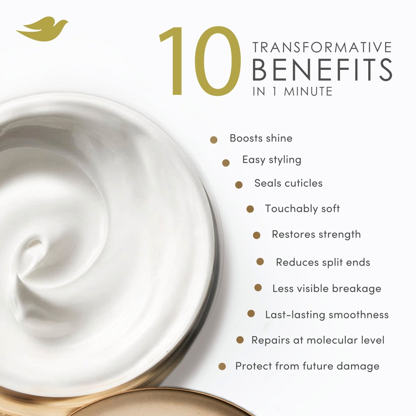 Dove Hair Intensive Repair 10in1 Serum Mask for Damaged Hair with Bio-Protein Care Technology and Amino Serum 9.2 fl oz - dailyvitalstore